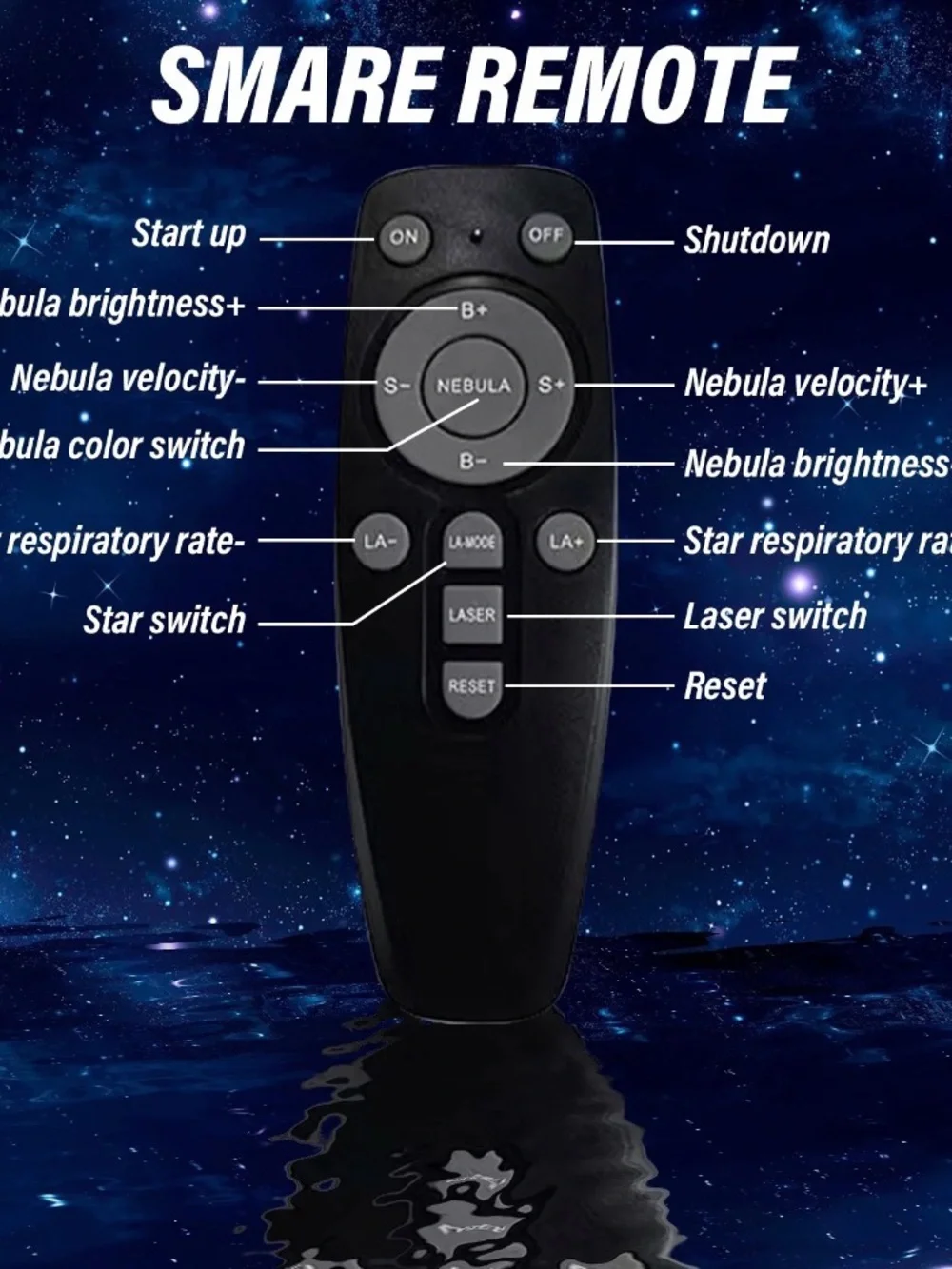 White Astronaut Star Projector Galaxy Night Light -power by USB plug-in